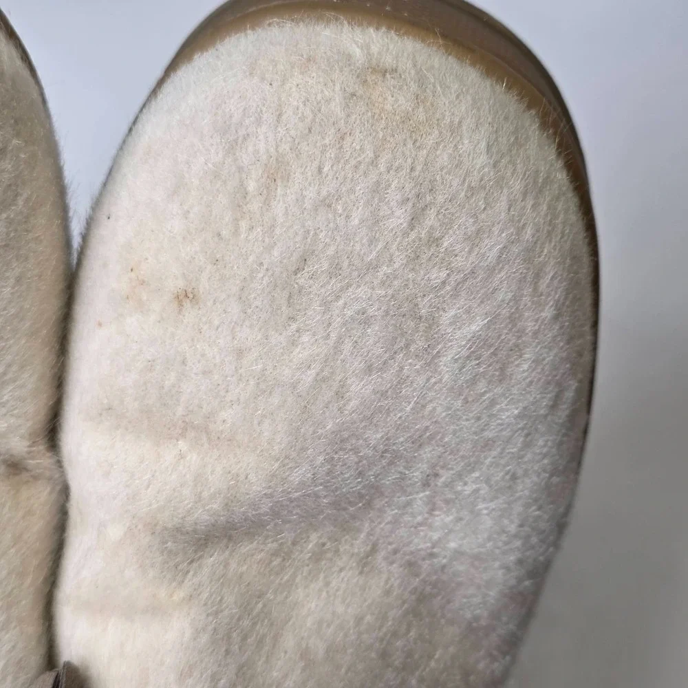 L.L. Bean Winter Snow Boots Women's Size 10 Ivory Cream Brown Faux Fur Shoes